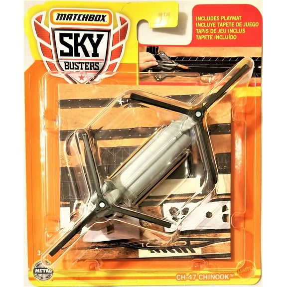 Mattel Matchbox Skybusters CH-47 Chinook Transport Helicopter Play Vehicle, Includes Playmat