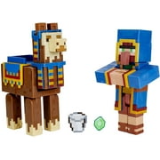 Mattel Minecraft Craft-A-Block Wandering Trader & Llama Action Figure Set, 2 Pieces