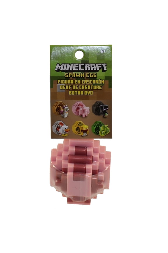- Minecraft Spawn Egg with Mini Figure Inside - PIG (Pink Egg)(2 inch)