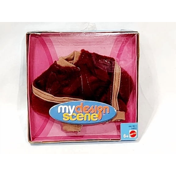 Mattel My Design Scene Jacket Coat Burgundy Fashion Clothes Barbie Doll 2004 New