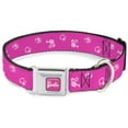 thumbnail image 1 of Mattel Pet Collar, Dog Collar Metal Seatbelt Buckle, Barbie Ponytail Silhouette Icon Scattered Pinks, 20 to 31 Inches 1.5 Inch Wide, 1 of 8