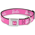 thumbnail image 1 of Mattel Pet Collar, Dog Collar Metal Seatbelt Buckle, Barbie Script Signature Logo Pink White, 15 to 24 Inches 1.0 Inch Wide, 1 of 8