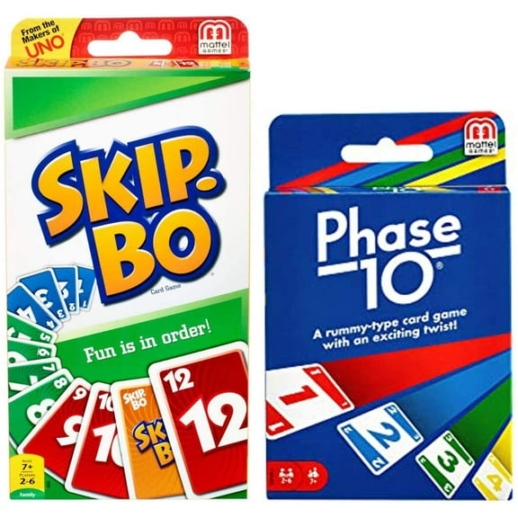 Mattel Phase 10 and Skip-Bo Card Game Set, Multicolor, 0.4 oz