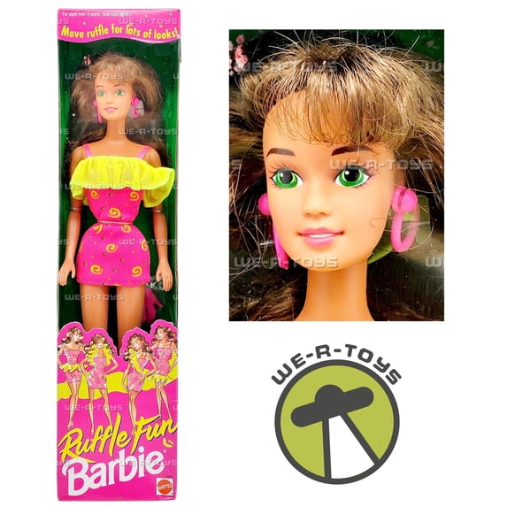 Barbie Ruffle Fun Brunette Doll 1994 Mattel 12435