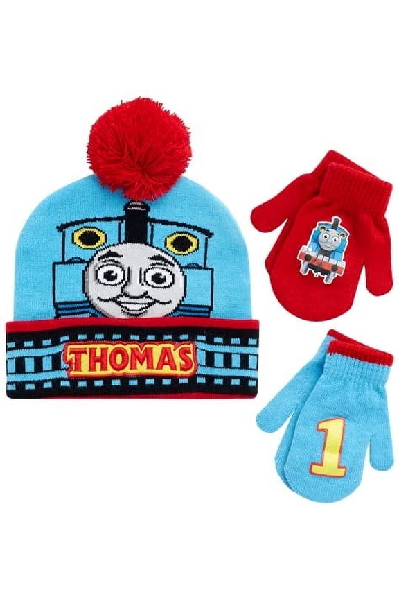 Mattel Thomas The Train Winter Hat & 2 Pair Mittens Set (Toddler), Size Age 2-4