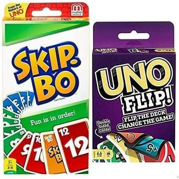 Mattel Uno Flip and Skip Bo 2-Pack Combo Card Game
