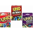 thumbnail image 1 of Mattel Uno No Mercy, Uno and Flip Card Game, Combo Pack of 3, 1 of 1