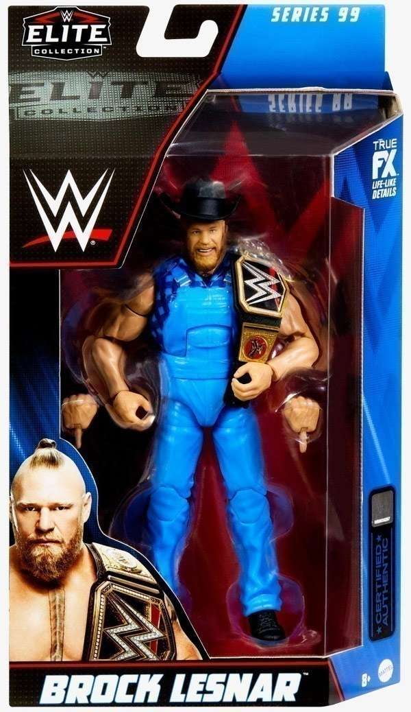 Mattel WWE Series 99 Cowboy Brock Lesnar Action Figure, Blue, 7.7 oz