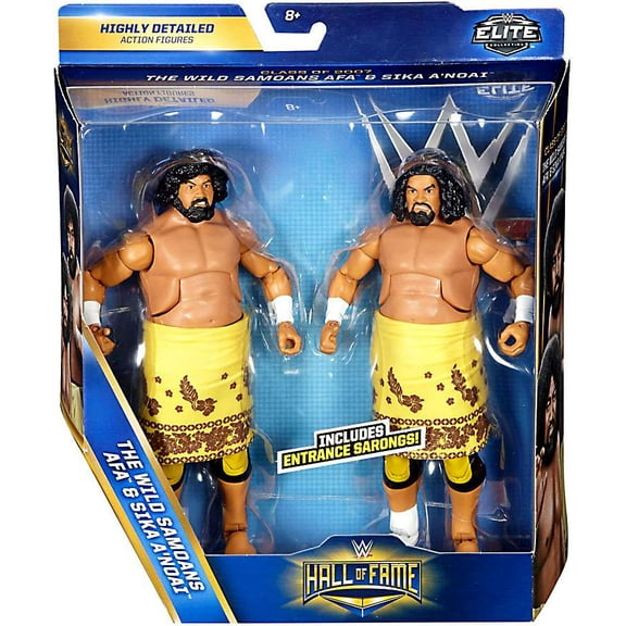 Mattel WWE Wrestling Hall of Fame The Wild Samoans AFA & Sika A'Noai Action Figure, Plastic, 2 Pack