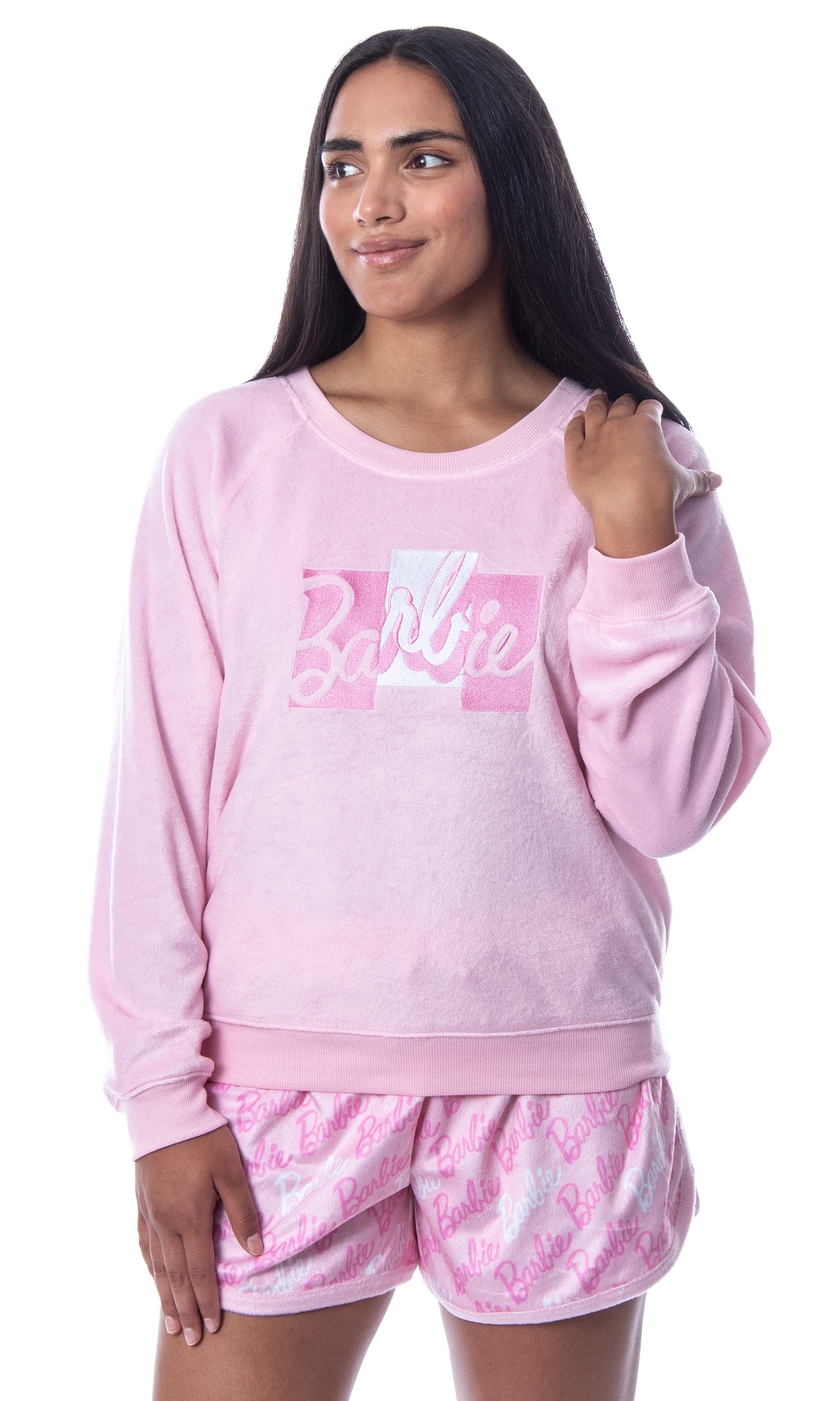 Mattel Womens Barbie Classic Logo Sweater and Shorts Sleep Pajama