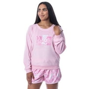 Mattel Womens' Barbie Classic Logo Sweater and Shorts Sleep Pajama Set