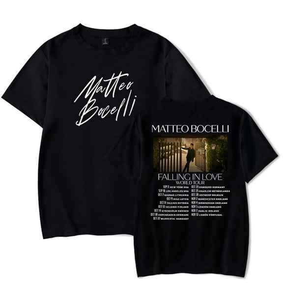 Matteo Bocelli Falling In Love World Tour T-Shirts Merch Unisex Fashion Short Sleeve Tees Crew Neck Tops