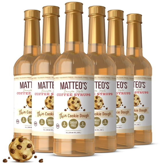 Matteo's Sugar Free Coffee Syrup, Cookie Dough (1L bottle, 6-pack)