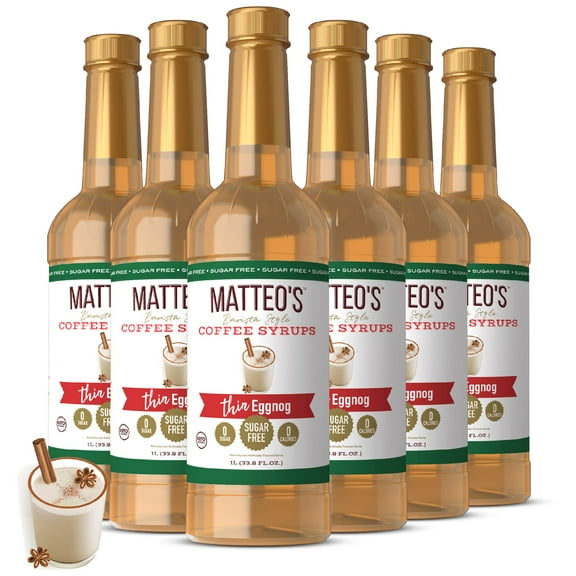 Matteo's Sugar Free Coffee Syrup, Eggnog (1L bottle, 6-pack)