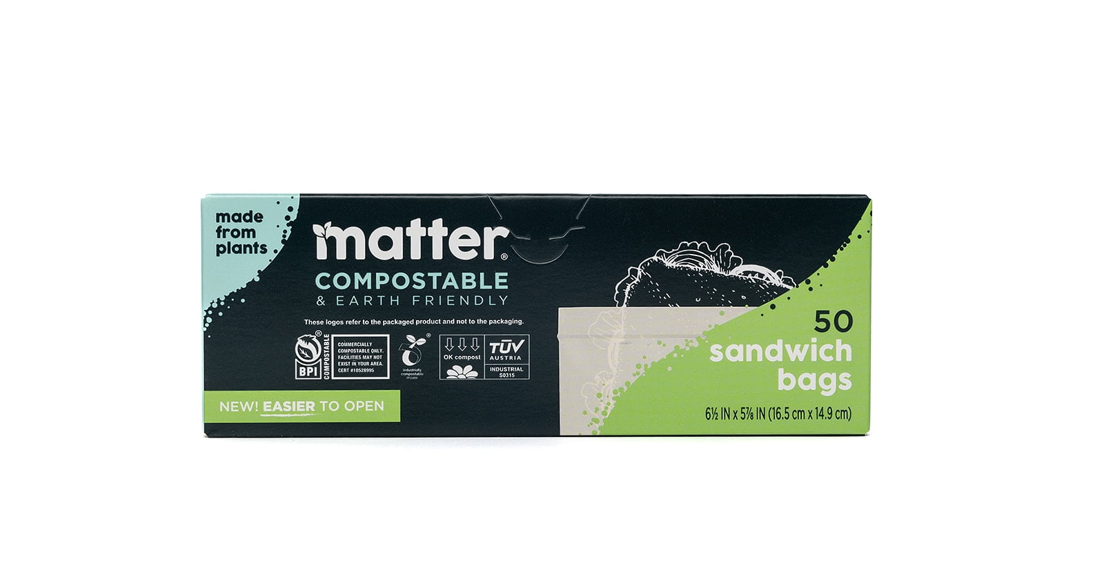 Matter Clear Compostable Sandwich Bags, 50 Count