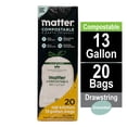 thumbnail image 1 of Matter Compostable 13-Gallon Tall Kitchen Trash Bags with Drawstring, 20 Count, 1 of 9