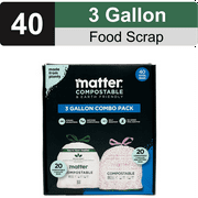 Matter Compostable 3-Gallon Drawstring Food Scrap Bags Combo Pack, 40 Count