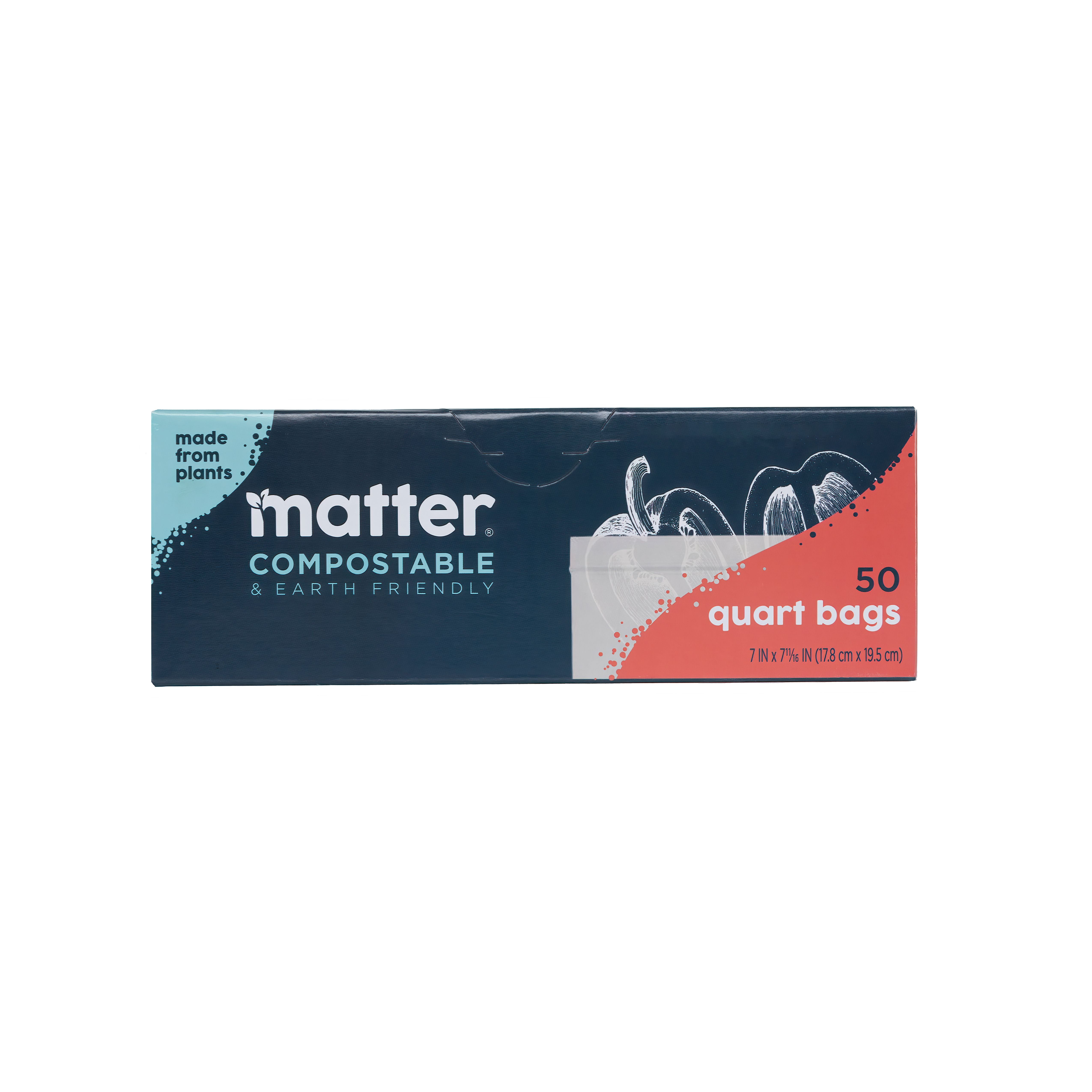 Matter Compostable Quart Food Storage Bags, 50 Count