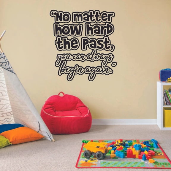 No Matter How Hard The Past, You Can Always Begin Again - New Year Inspirational Quote New Year's Resolution Vinyl Wall Sticker Wall Art Wall Decal For Home Home Office Wall Decor Size (40x40 inch)