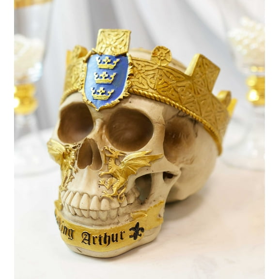 Matter Of Britain King Arthur And Excalibur Roundtable Knights Goth Skull Statue