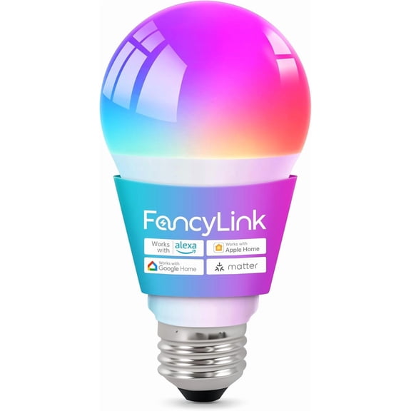 Matter Smart Light Bulbs, Color Changing Light Bulb, hub Required, A19 60W,2.4Ghz WiFi only,Compatible with Alexa Google Assistant, Apple Home,16 Million Colors RGBCW 800 Lumen,1 Pack