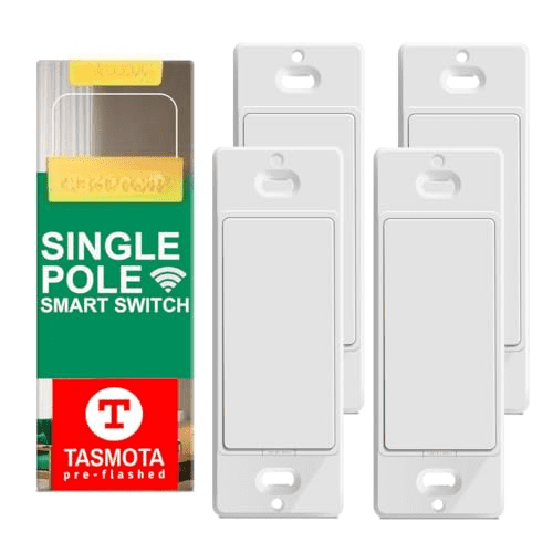Matter Smart Switch homekit by, tasmota preflashed on This ESP32 chip WiFi Smart Light Switch, Support Both MQTT and Matter, White Color, Compact Design, Neutral Wire is Required, 4-Pack