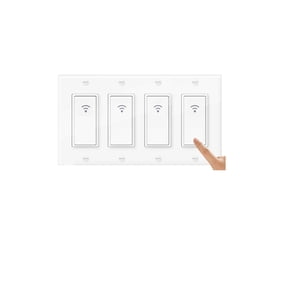 Tuya Smart WiFi Push Light Switch,White,118mm,10A,with Alexa, Google Assistant, Neutral Wire Required, Schedule Setting APP Remote Control Timer, 2.4GHz Wi-Fi (4-Gang)