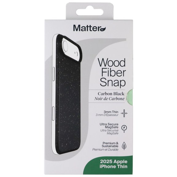 Matter Wood Fiber Snap Case for MagSafe Apple iPhone 17 Air - Carbon Black
