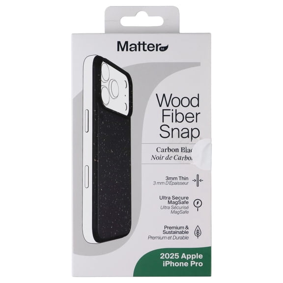 Matter Wood Fiber Snap Case for MagSafe Apple iPhone 17 Pro - Carbon Black