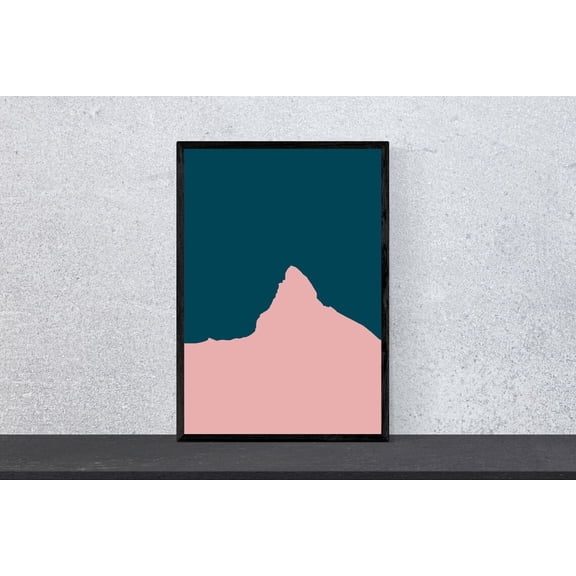 Matterhorn Mountain Contour Minimal Modern Climbing Wall Decor, Unframed Paper Poster 8x10in