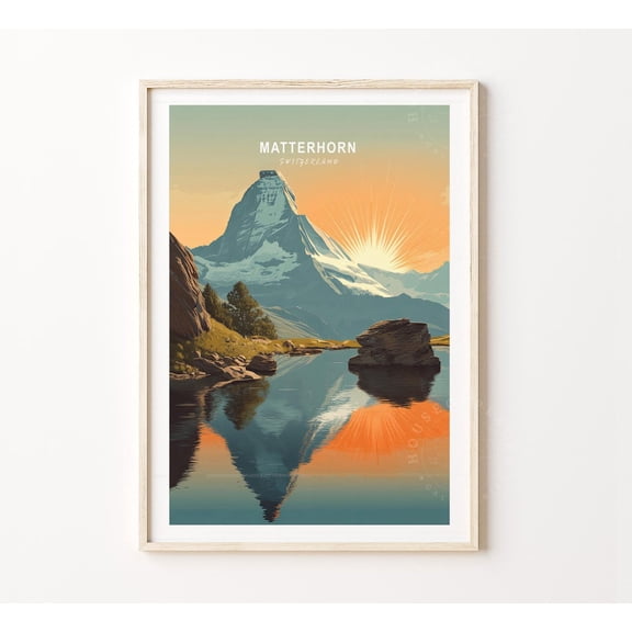 Matterhorn Switzerland Zermatt Alpine Mountain Peak Art Print, Unframed Canvas 12x16in