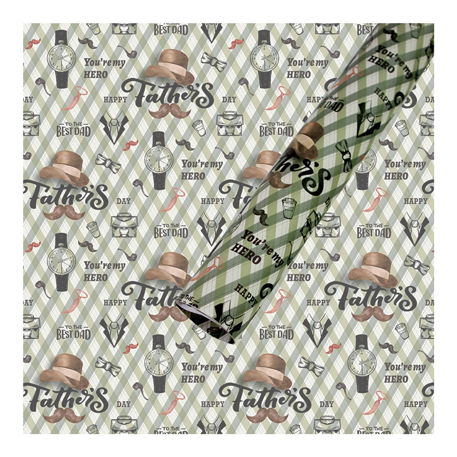 Mattes White Cowhide Father'S Day Gift Wrapping Paper Gouache Nostalgic