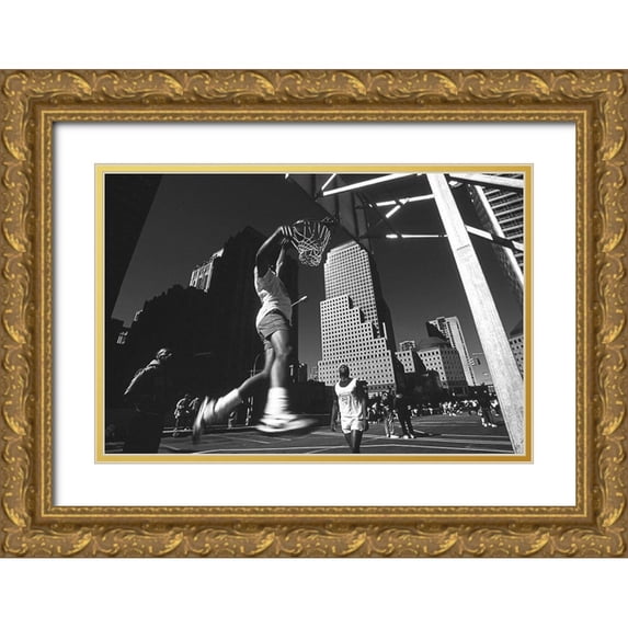 Matthes, Dieter 32x23 Gold Ornate Wood Framed with Double Matting Museum Art Print Titled - Qdunkingq (From The Series Qmetropolisq)
