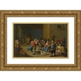 thumbnail image 1 of Mattheus van Helmont 18x13 Gold Ornate Wood Frame and Double Matted Museum Art Print Titled - A Tavern Interior with Drinking and Dancing Peasants, 1 of 4