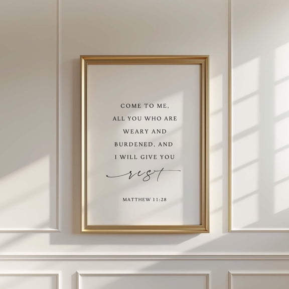 Matthew 11 28 Come to Me Scripture Wall Art, Unframed Paper Print Size 8x12
