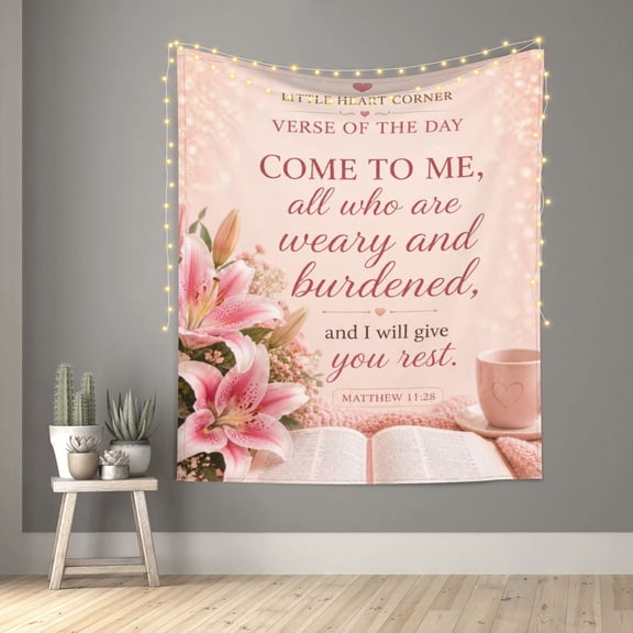 Matthew 11Trust God Soft Glitter Floral Tapestry Indian Wall Hanging Tapestries Room Decor for Bedroom Living Room Dorm 60X50inch