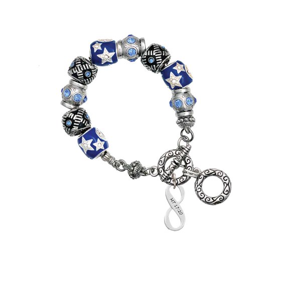 Matthew 17:20 Infinity Sign Blue Moon Bead Charm Bracelet