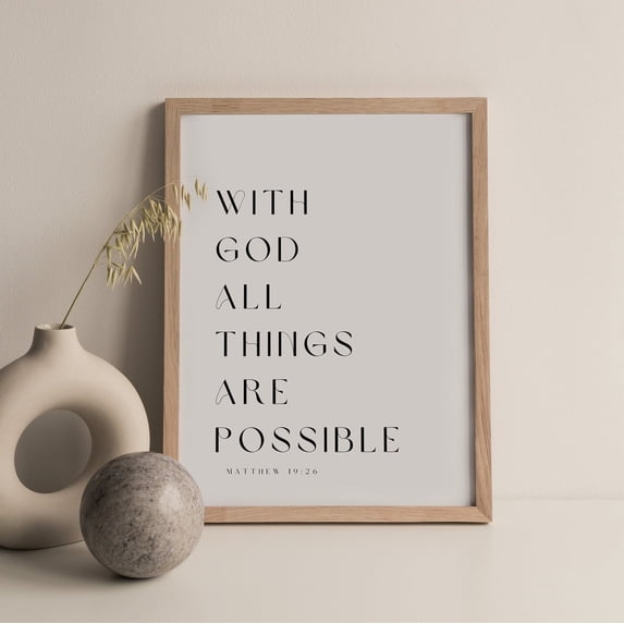 Matthew 19:26 Wall Art, God All Things Are Possible, Bible Verse ...