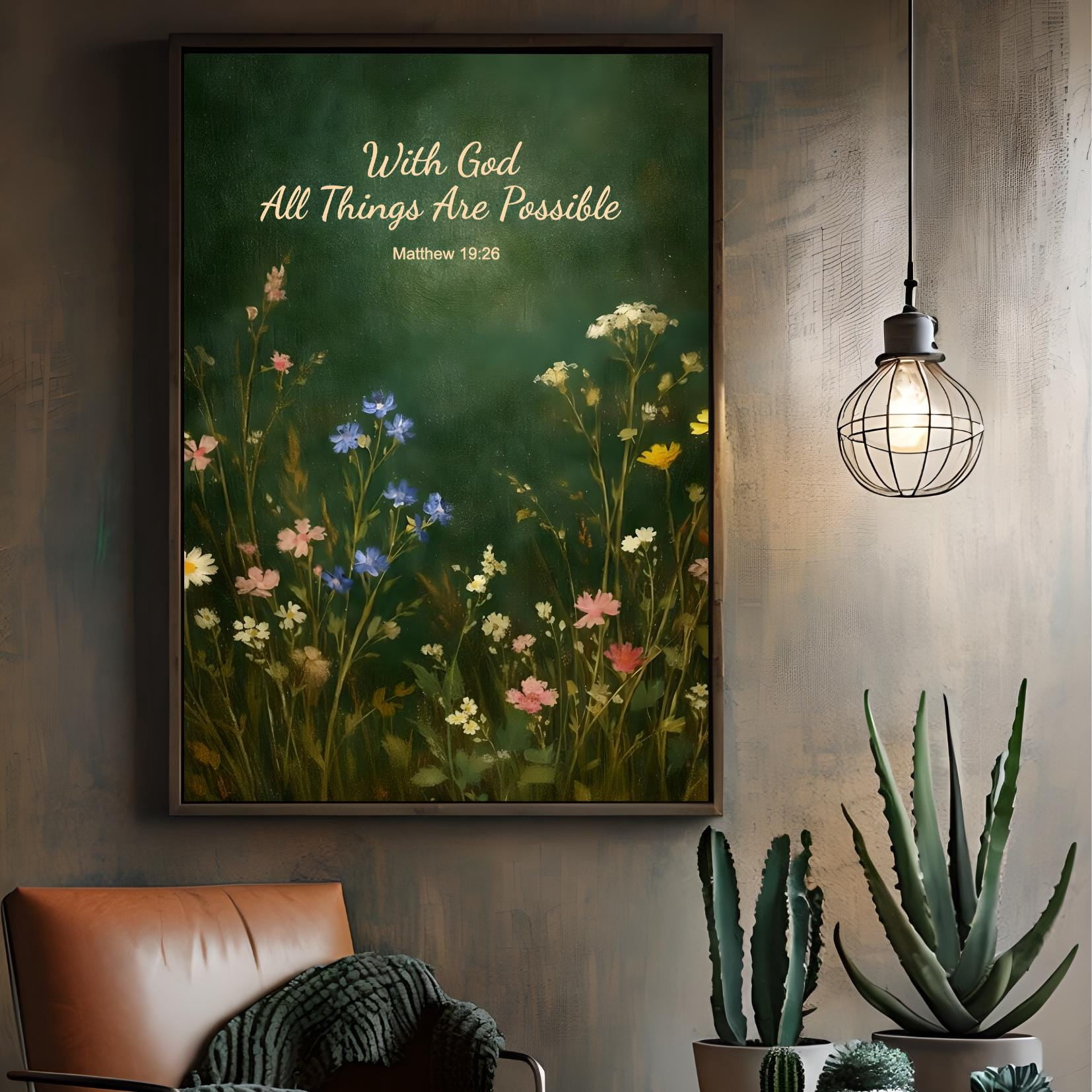 Matthew 1926 Floral Bible Verse Wall Art Christian Faith Poster, Poster ...