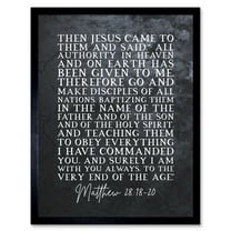 Matthew 28:18-20 Jesus I am with you always to the very end of the age Christian Bible Verse Quote Scripture Typography Art Print Framed Poster Wall Decor 12x16 inch