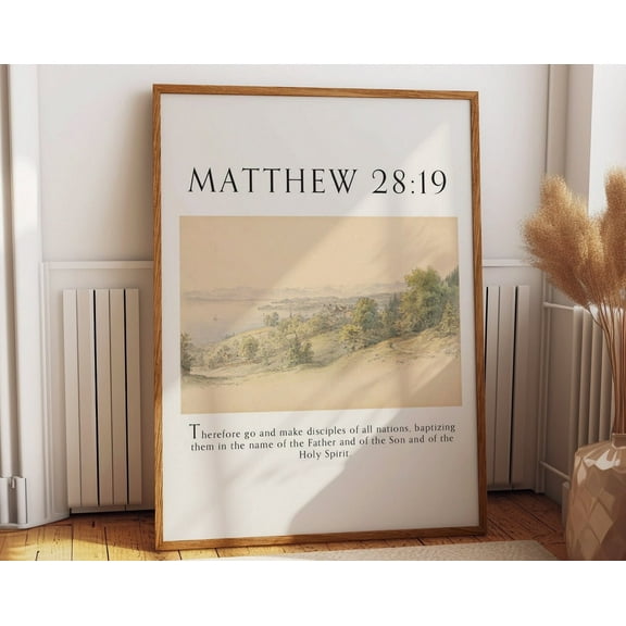 Matthew 28:19-20 Bible Verse Wall Art - Modern Christian Church - The Great Commission Quote Print Wall Art, Modern Wall Decor, 8x12 UNFRAMED