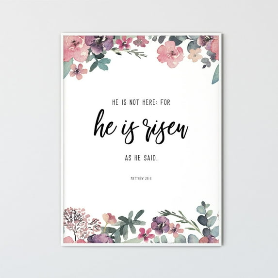 Matthew 28:6 Kjv, Easter Bible Verse Wall Art Easter Scripture Wall Art ...