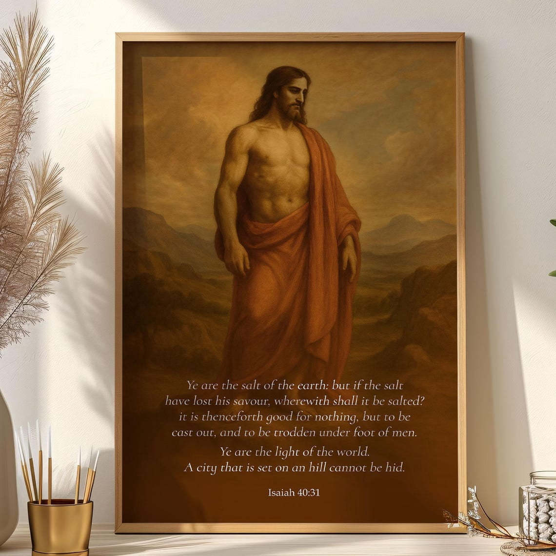 Matthew 5:13-14 Jesus Portrait with Scripture Inspirational Christian ...