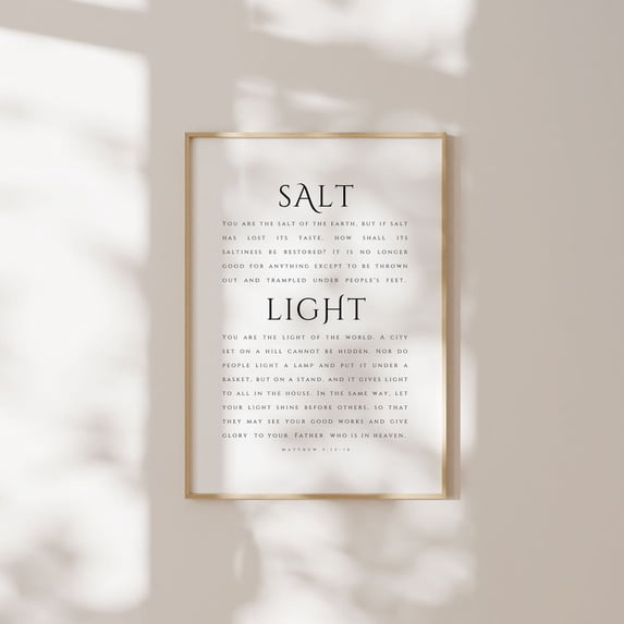 Matthew 5:13-16 Wall Art Print, Salt And Light, You Are You, Bible ...