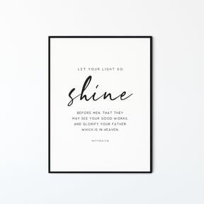 Matthew 5:16 KJV Let Your Light Shine Scripture Wall Art Unframed Paper Print