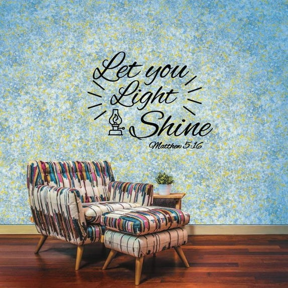 Matthew 5:16 - Let Your Light Shine Night Lamp Cute Bright Theme Vinyl Wall Art Wall Sticker Wall Decal Decoration For Home Room Kids Room Nursery Room Girls Boys Décor Design Size (30x30 inch)