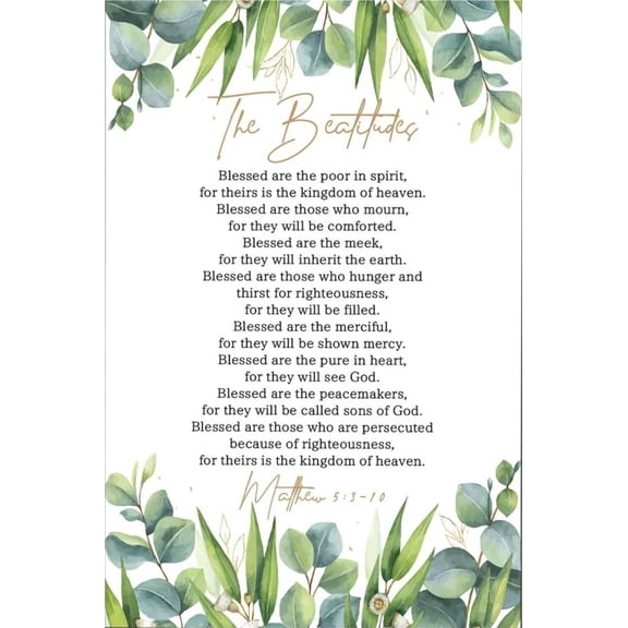 Matthew 5 3-10 poster The Beatitudes Sermon On The Mount Poster Green Plants Wall Art poster For Living Room Bedroom Office School Artwork Wall Decor poster