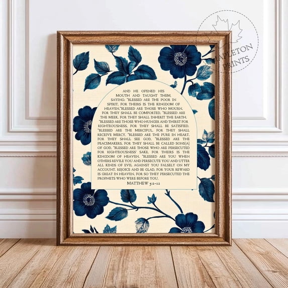 Matthew 5 Beatitudes Wall Art Print, Biblical Blessings And Minimalist ...