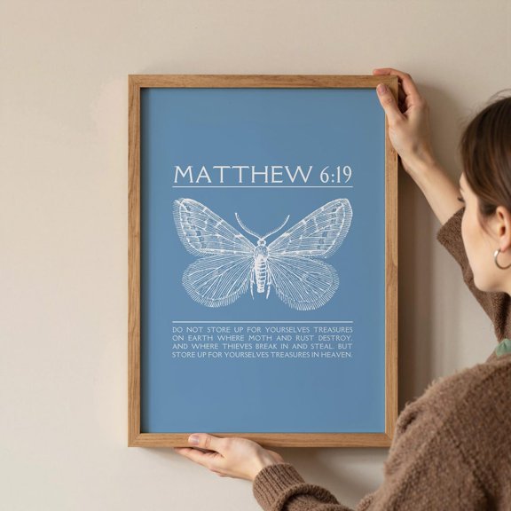 Matthew 6 19 Christian Wall Art, Unframed Paper Poster 8x10in
