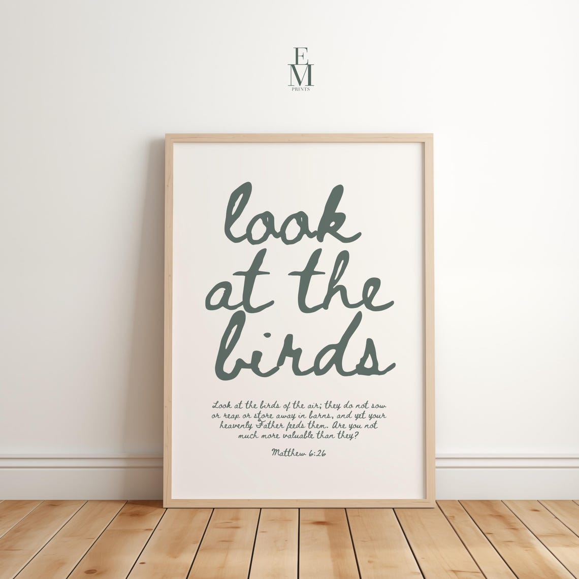 Matthew 6:26 Bible Verse Wall Art, Look At The Birds, Christian ...